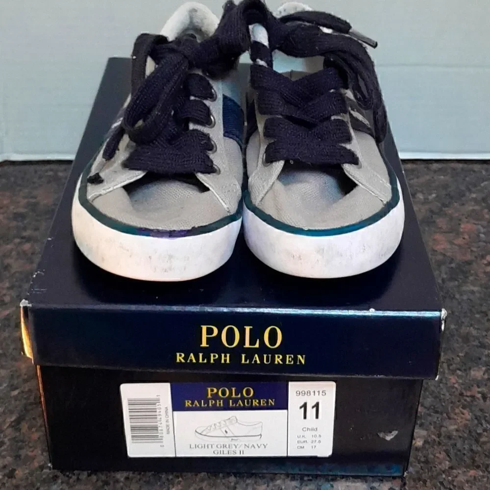 Polo Giles 11 Light Grey and Navy Sneakers...Size 11.  